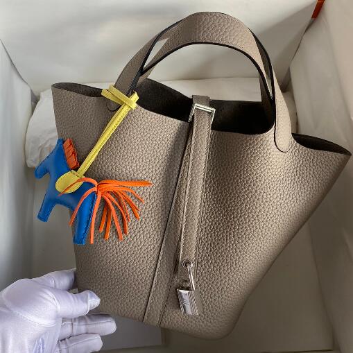 【エルメス HERMES】ピコタンロック18 PM クレマンス エトゥープ シルバー金具 (100%マシン)